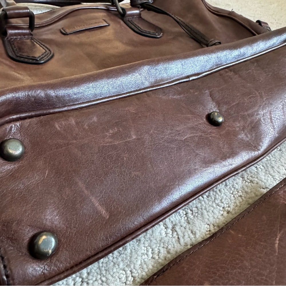 Frye Brown Leather Satchel Bag with Shoulder Strap - Picture 4 of 13